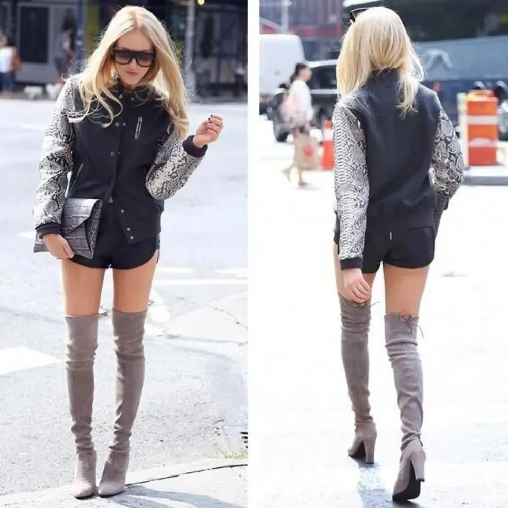 Stuart Weitzman Highland Over The Knee Boots Taupe ASO Olivia Palermo Size 9.5
